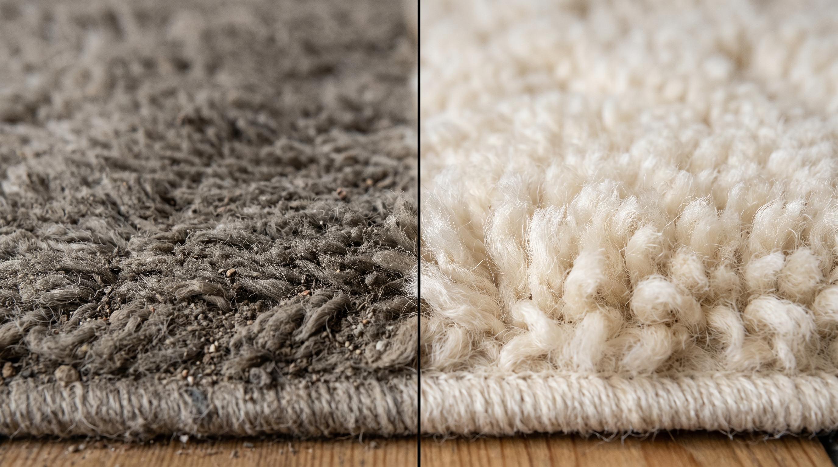 Before and after close-up of a soiled Ipswich carpet traffic lane restored to bright residue-free pile by Instant Dry Carpet Cleaning